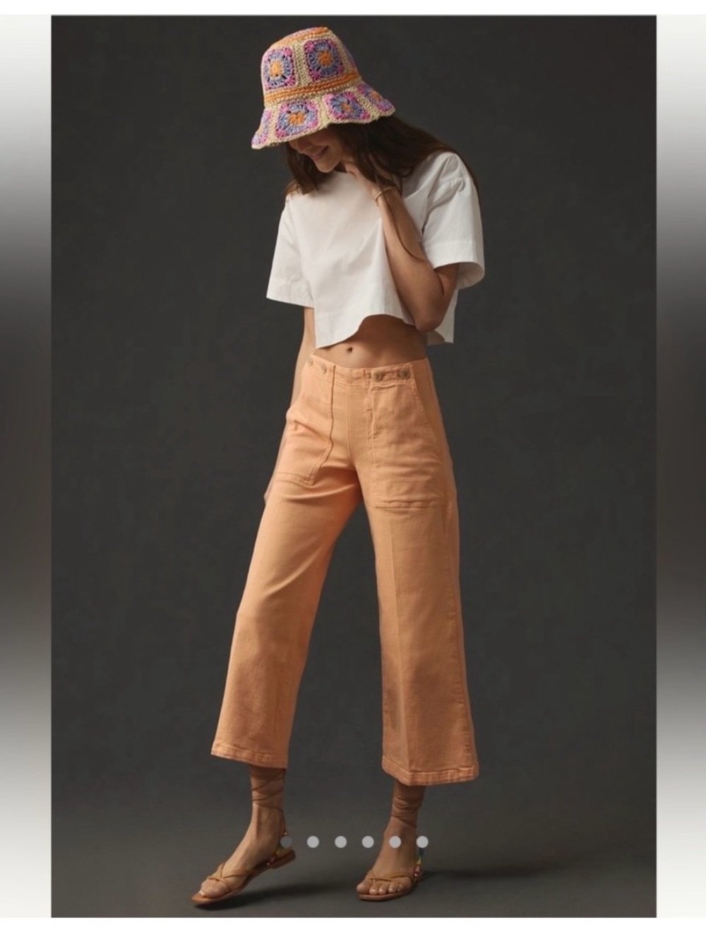 Pilcro Peach Wide-Leg Cropped Jeans Size 28